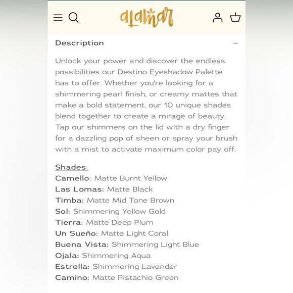 2/$30 ALAMAR COSMETICS DESTINOS EYESHADOW PALETTE - BRAND NEW IN THE BOX! - Picture 7 of 9